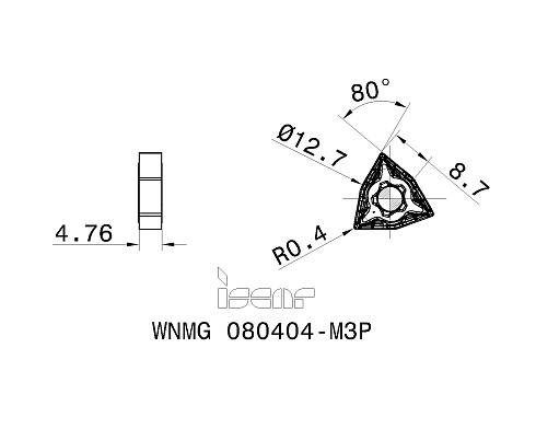 Пластина токарная ISCAR WNMG 080404-M3P (3328811 / 5567514 / 5567522 / 5569362)