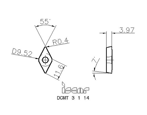 Пластина токарная ISCAR DCMT 11T304-14 (5500340 / 5507536 / 5508213 / 5568586)