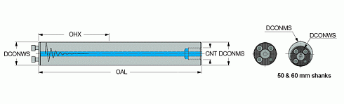 Антивибрационный токарный резц с внутренней подачей СОЖ и сменными головками ISCAR AV-D50-10D-C (3331848)