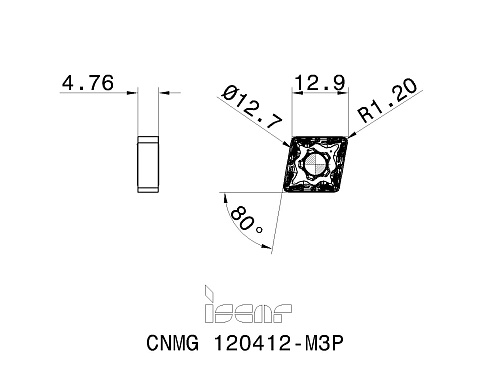 Пластина токарная ISCAR CNMG 120412-M3P (3328727 / 5567461 / 5567464 / 5569345)