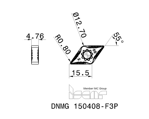 Пластина токарная ISCAR DNMG 150408-F3P (3328949 / 5566819 / 5566822 / 5569328)