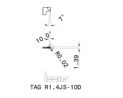Пластина отрезная ISCAR TAG R1.4JS-10D (6004463 / 6004468 / 6004473)