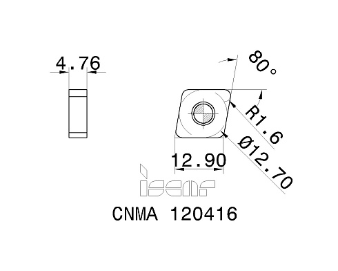 Пластина токарная ISCAR CNMA 120416 (5505230 / 5508078 / 5508079 / 5593695)