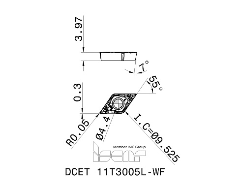 Пластина токарная ISCAR DCET 11T3005L-WF (5506376)