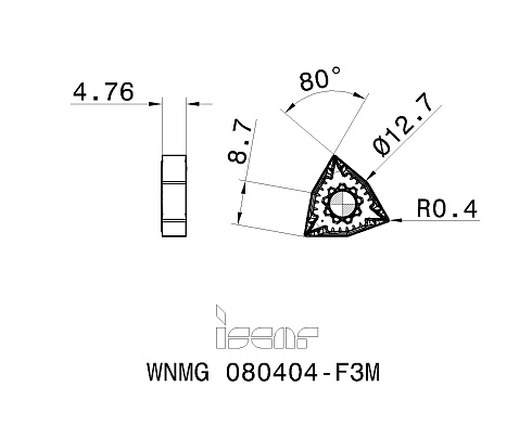 Пластина токарная ISCAR WNMG 080404-F3M (3328817 / 5567833 / 5567834 / 5568869 / 5568899)