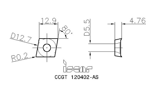 Пластина токарная ISCAR CCGT 120402-AS (5540019)