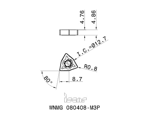 Пластина токарная ISCAR WNMG 080408-M3P (3328812 / 5567515 / 5567523 / 5569363)