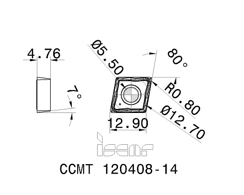 Пластина токарная ISCAR CCMT 120408-14 (5500036 / 5568582)