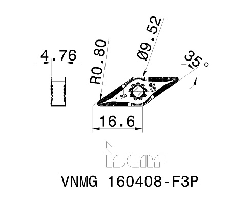 Пластина токарная ISCAR VNMG 160408-F3P (3328977 / 5560584 / 5560585 / 5569339)