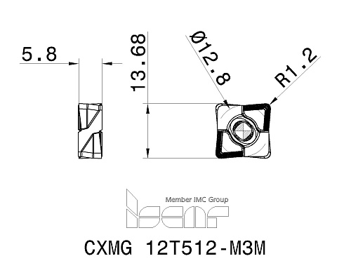 Пластина токарная ISCAR CXMG 12T512-M3M (3336033 / 3336037)