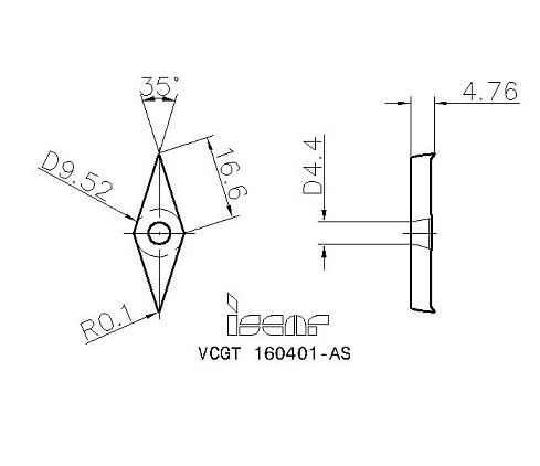 Пластина токарная ISCAR VCGT 160401-AS (5507684)