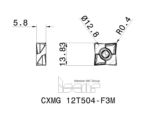 Пластина токарная ISCAR CXMG 12T504-F3M (3336030 / 3336034)