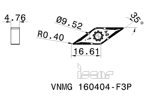Пластина токарная ISCAR VNMG 160404-F3P (3328976 / 5560582 / 5560583 / 5569338)