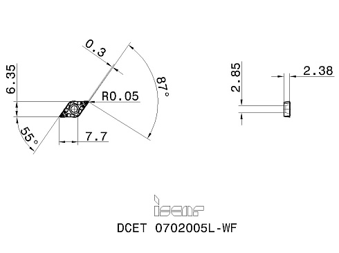 Пластина токарная ISCAR DCET 0702005L-WF (5506375)