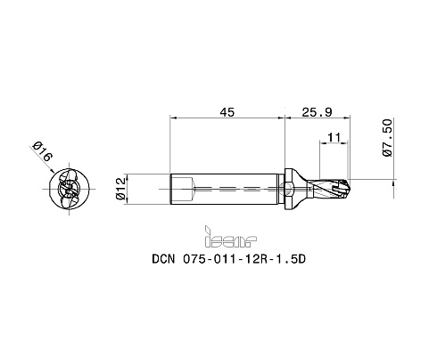 Сверла со сменными головками ISCAR DCN 075-011-12R-1.5D (3203328)