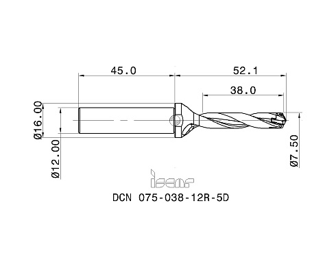 Сверла со сменными головками ISCAR DCN 075-038-12R-5D (3202941)