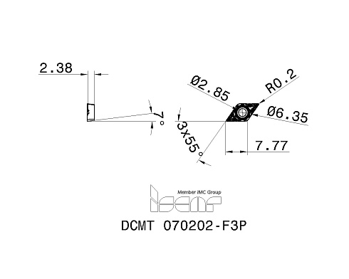 Пластина токарная ISCAR DCMT 070202-F3P (3328979 / 5566864 / 5566866)