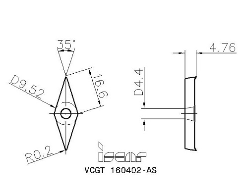 Пластина токарная ISCAR VCGT 160402-AS (5540033)